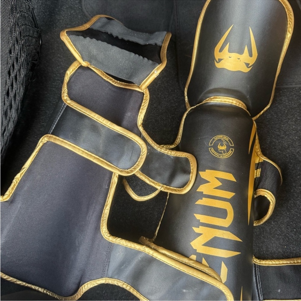 Venum Black and Gold Shin Guards (Medium, good condition)
